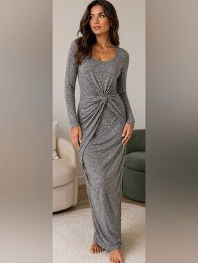 The Vanity Room Gray Twist-Knot Maxi Dress